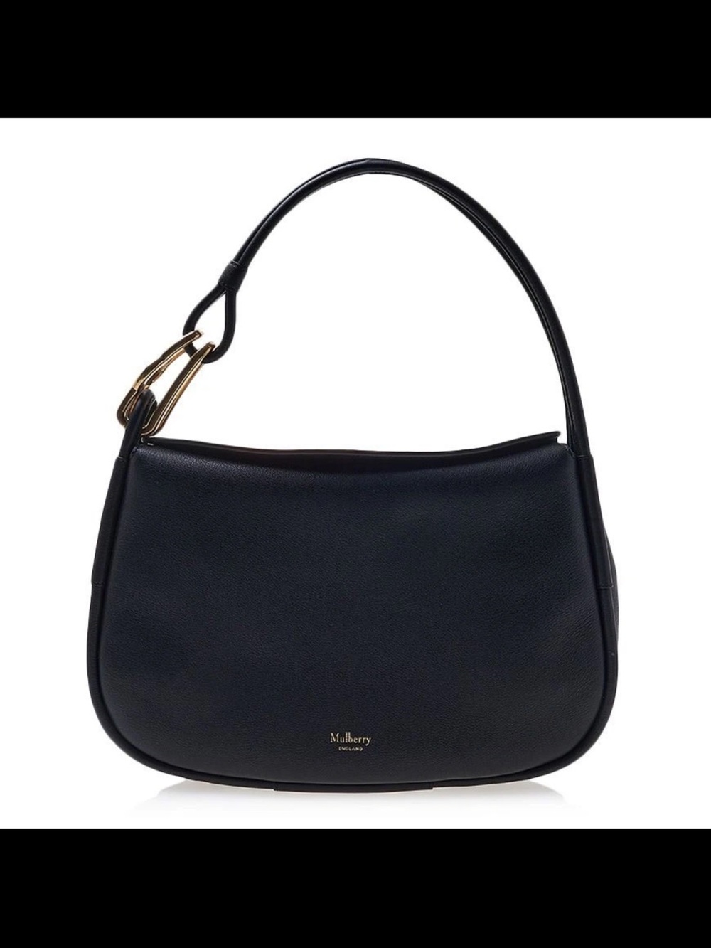 Mulberry Black Leather Hobo Shoulder Bag with Gold Hardware